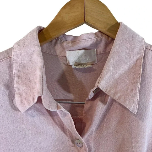 Soft Surroundings Light Pink Button Up Shirt XL Long Sleeves Career Office Work - Picture 6 of 7
